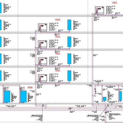 Schemat instalacji centralnego ogrzewania w budynku wielorodzinnym